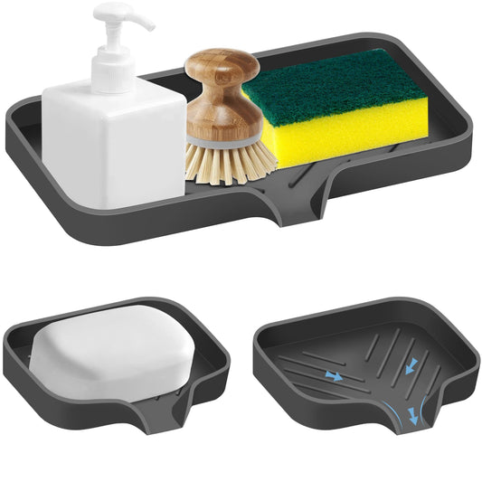 Silicone Sink Tray 3-Pack — Self-Draining Sponge Holder