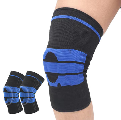 Knee Compression Sleeves 2-Pack — Gel Pad & Side Stabilizers