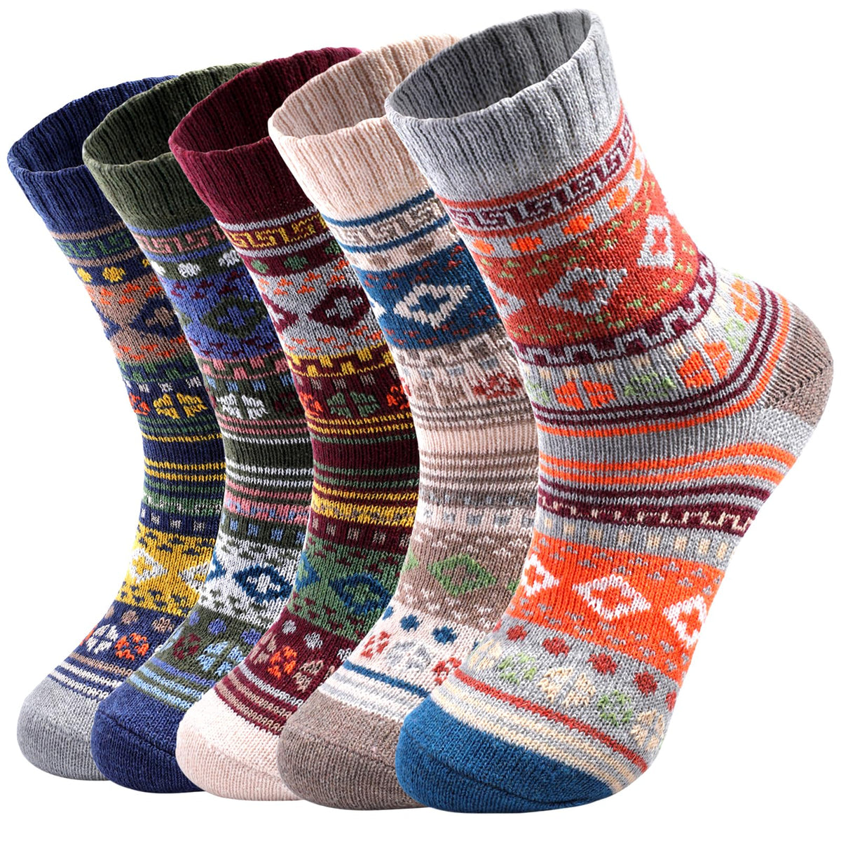 Wool Crew Socks 5-Pack — Warm & Soft